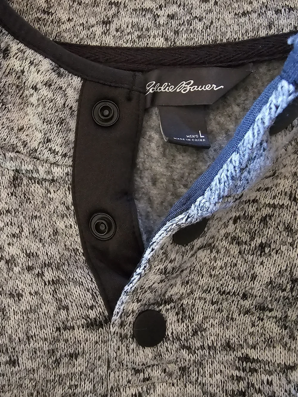 Eddie Bauer Heathered Gray Snap-Front Sweatshirt